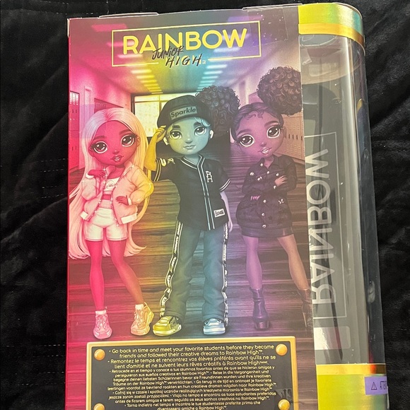 Rainbow Doll with Purple Hair and Denim Outfit - Picture 3 of 3